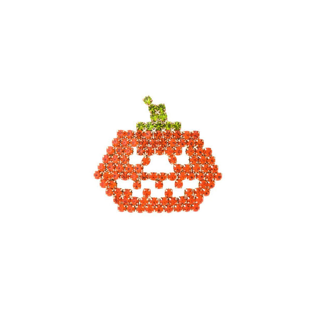 Rhinestone Jack O Lantern Brooch