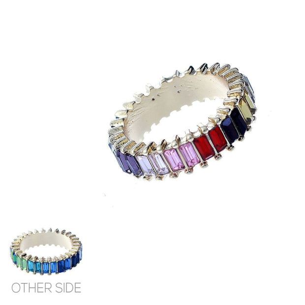 Size 8 Multi Color Slim Eternity Ring