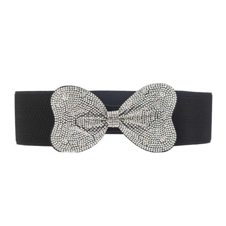 Aurbo Bowknot Rhinestone Stretch Belt