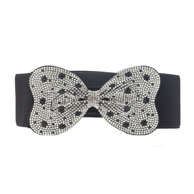 Dotted Bowknot Rhinestone Stretch Belt