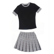 Black White 5XL Top Skirt Set