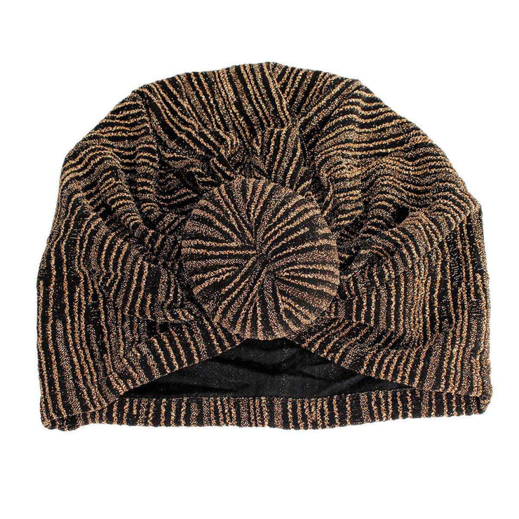 Gold Stripe Donut Knot Turban