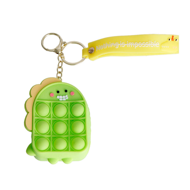 Neon Green Dino Bubble Pop Keychain