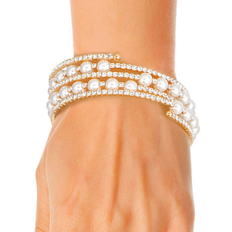 5 Row Gold Pearl Memory Bracelet