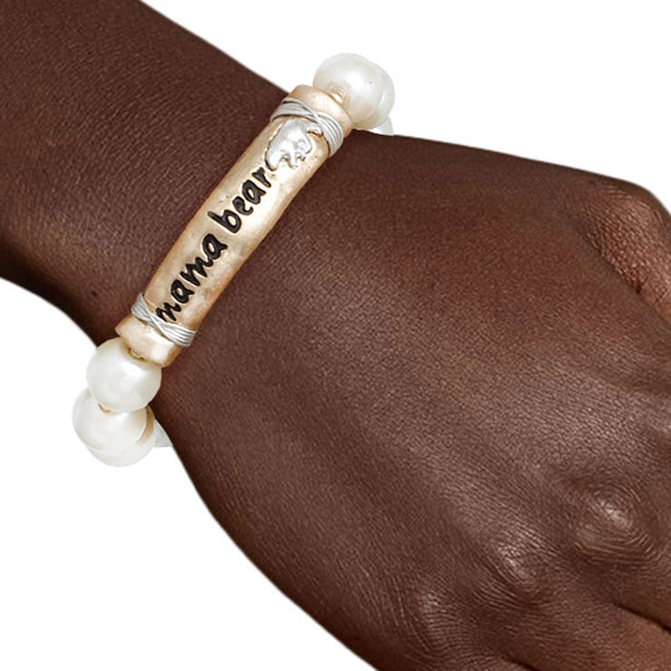 Pearl Gold Mama Bear Bracelet