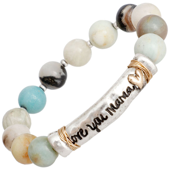 Natural Stone Bead Love you Mama Bracelet