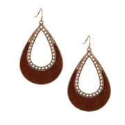 Genuine Leather Brown Teardrop Earrings