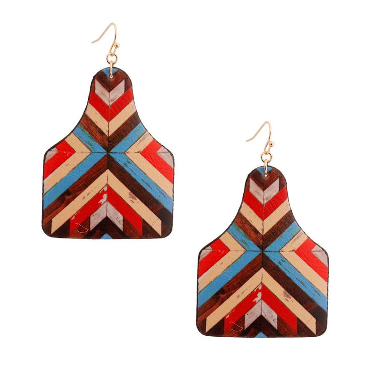 Multi Mosaic Leather Paddle Earrings