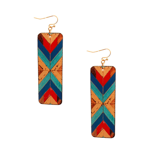 Multi Mosaic Leather Rectangle Earrings