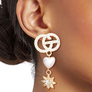 Rhinestone Radiance: Heart Star Earrings