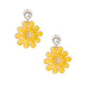 Yellow Metal Daisy Earrings