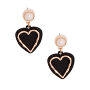 Black Rubber Coated Heart Earrings