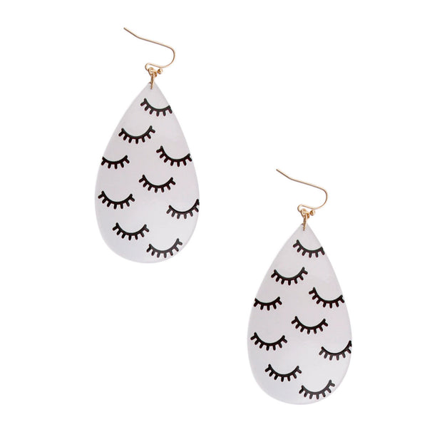 Black Eyelashes Teardrop Earrings