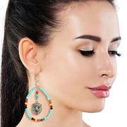 Turquoise Bead Teardrop Longhorn Earrings