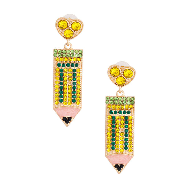 Yellow Stone Pencil Earrings