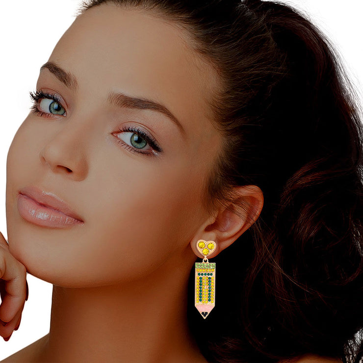 Yellow Stone Pencil Earrings