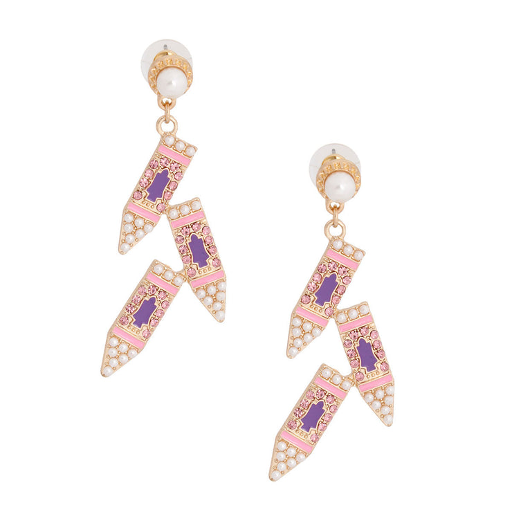 Pink Crayons Pearl Earrings