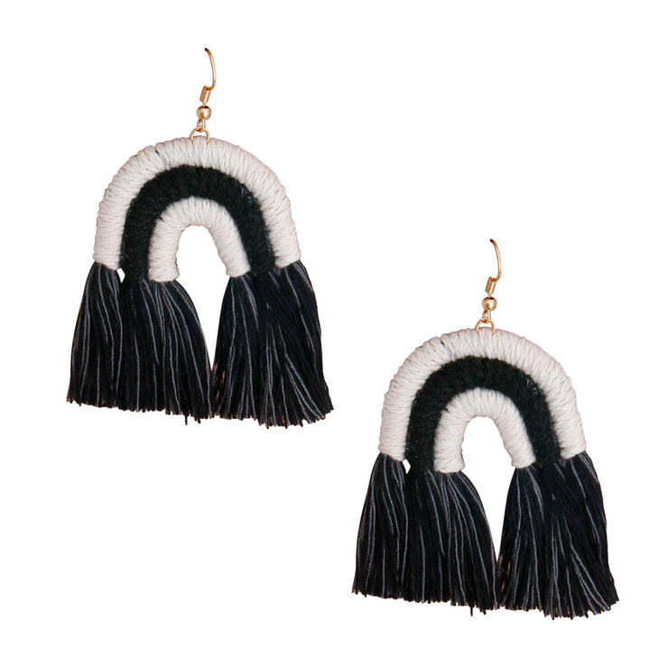 Black Tassel Arc Earrings