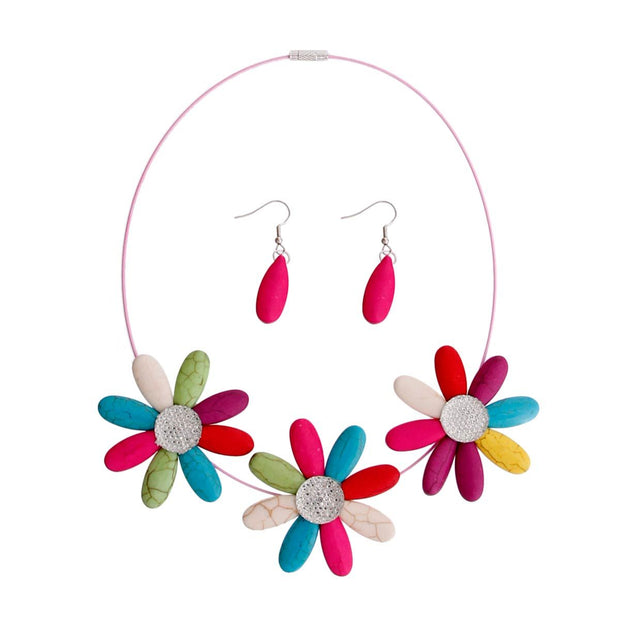 Multi Color Triple Flower Wire Collar