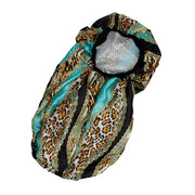 Braids Bonnet Cap Aqua Leopard Print Unisex