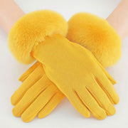 Gloves Gold Fur Trim Winter Gloves for Women