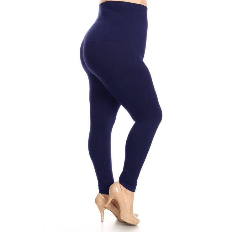 Navy Plus Size High Waist Leggings- 33-39 inch