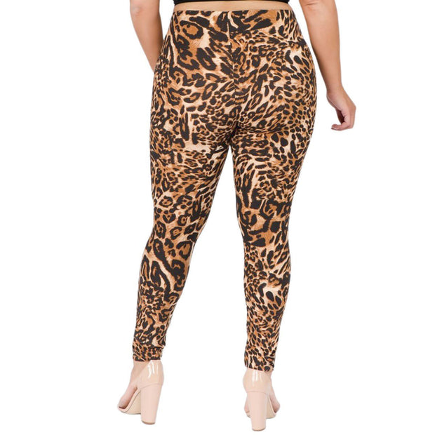 Plus Size Leopard Leggings-Waist 33-39"