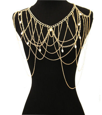 Gold and Pearl Shoulder Chain