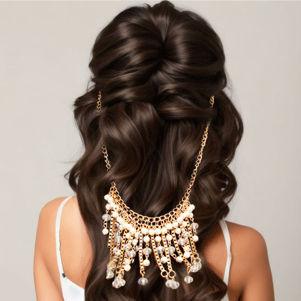 Gold and Cream Pearl Head Chain